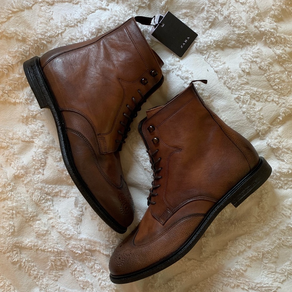ZARA Men’s Wingtip Leather Boots